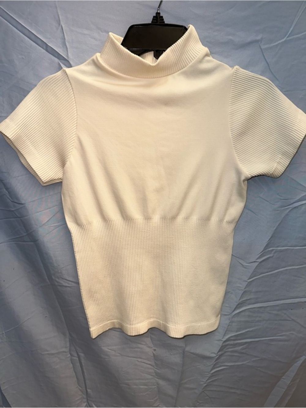 Cotton Candy Cream Short-Sleeve Mock Neck Top